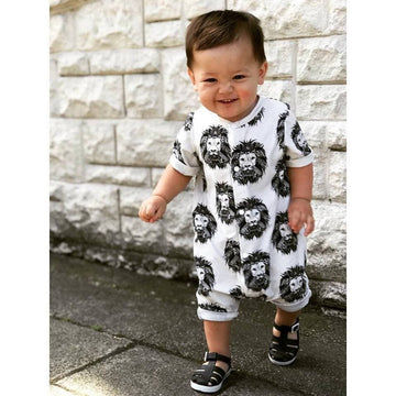 Unisex organic baby romper in Aztec Lion by Lottie & Lysh