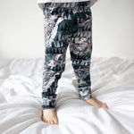 navy blue printed kids leggings