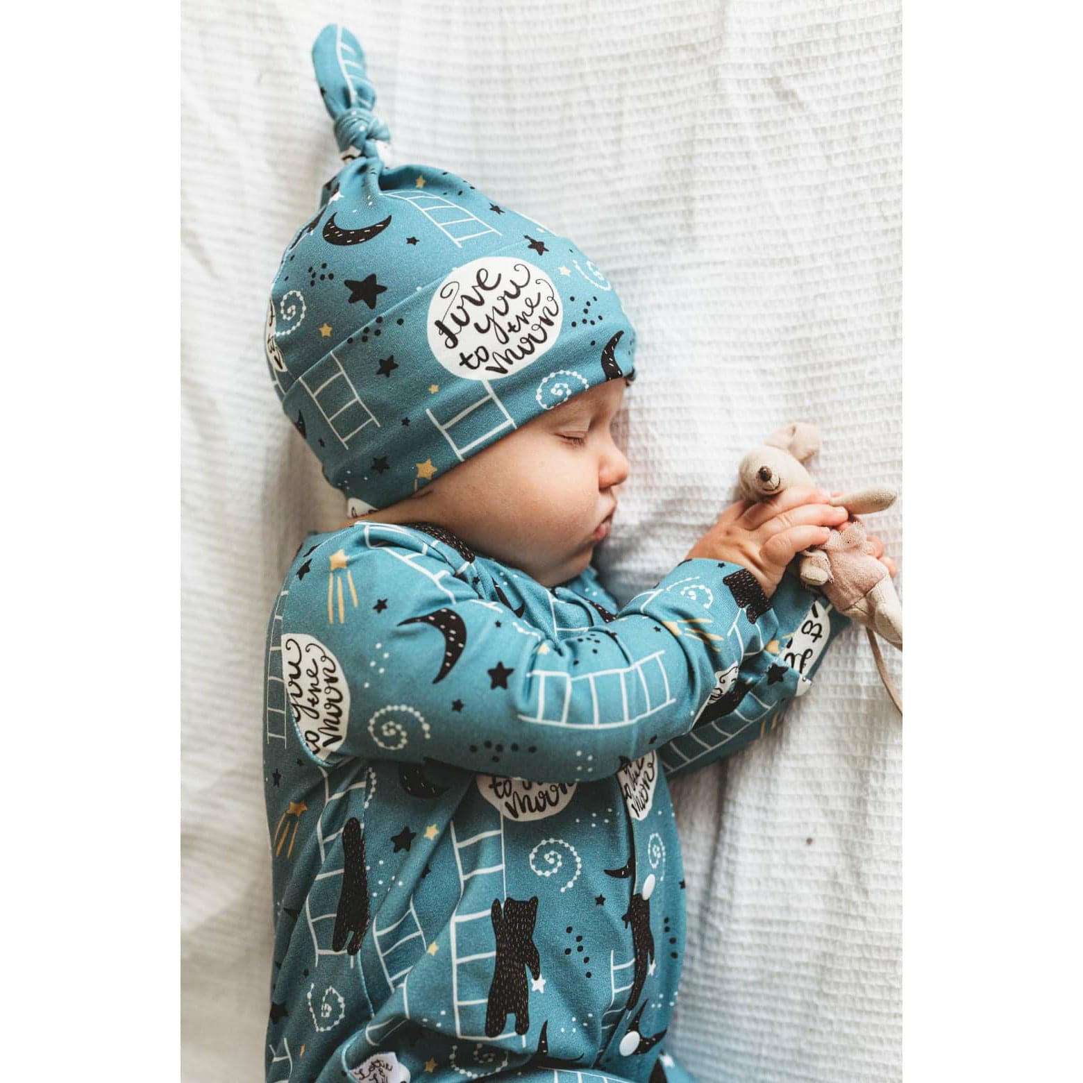 Blue baby romper with print design