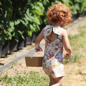 toddler girls bow back floral short romper