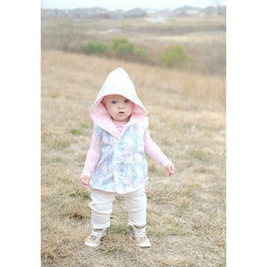 organic girls reversible bodywarmer with unicorn design by lottie & lysh
