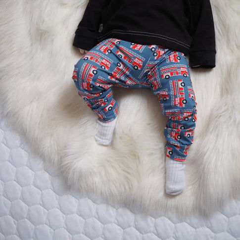 fire engine print baby clothes by Lottie & Lysh