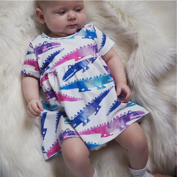 crocodile print baby and toddler dress