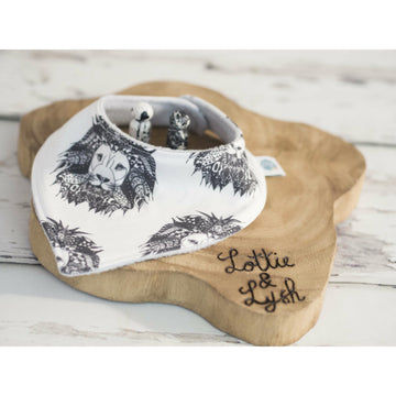 organic aztec lion baby dribble drib by lottie and lysh