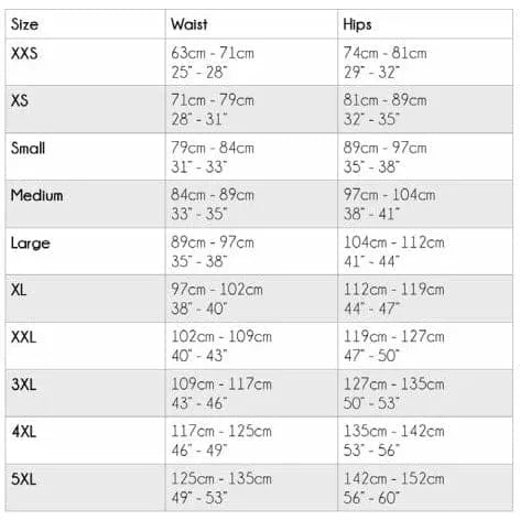 Handmade boxer shorts size guide and measurements