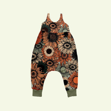 Lottie & Lysh example slim strap romper in burnt floral with olive cuffs