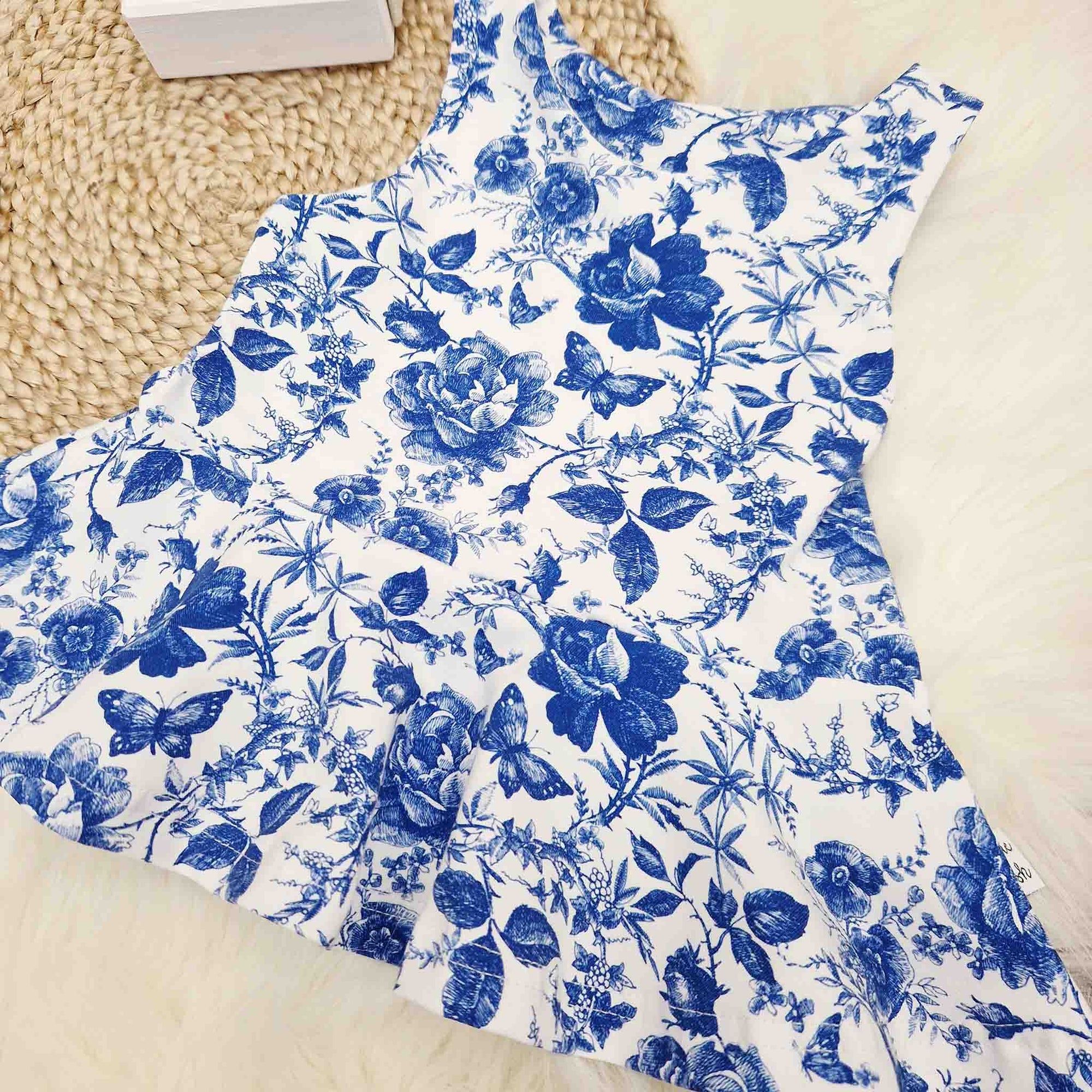 handmade girls clothing. Floral peplum and cycling shorts set