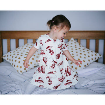 Organic children dress with aeroplane print by Lottie & Lysh