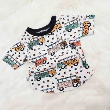 campervan printed baby and toddler t-shirt handmade by Lottie & Lysh
