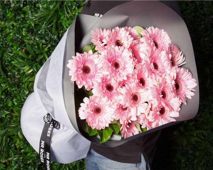 soft pink gerbera flower bouquet