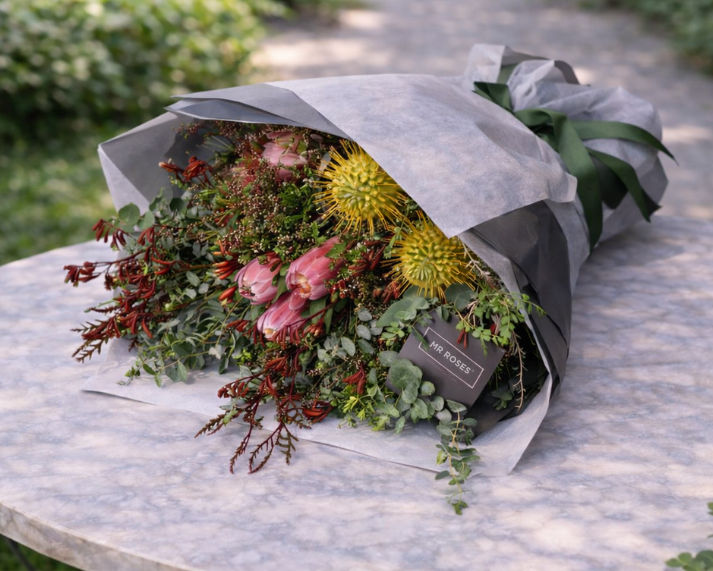 native flower bouquet on table