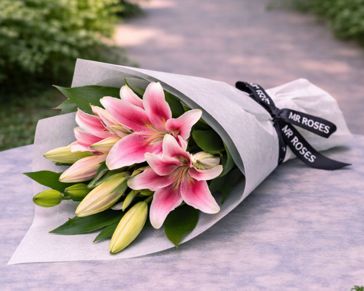 fragrant pink lilies bouquet