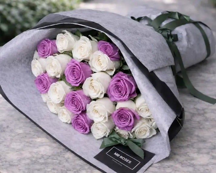 Purple & White Magnificent Rose Bouquet