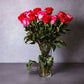 pink and red long stemmed red roses