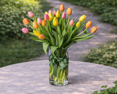 tulips in vase