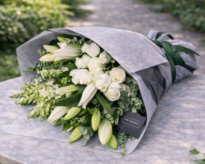 white and green elegant flower bouquet