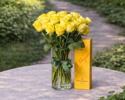 yellow roses and champagne