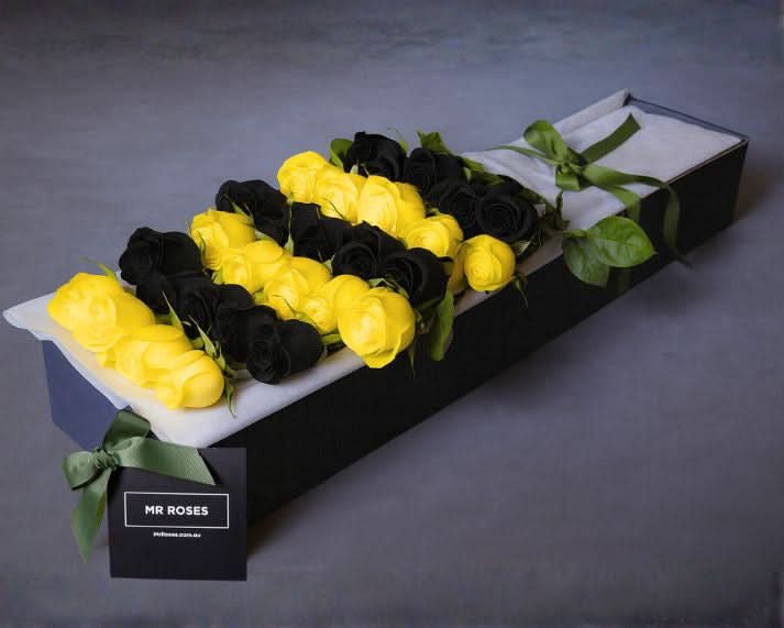 Long Stemmed Yellow & Black Roses
