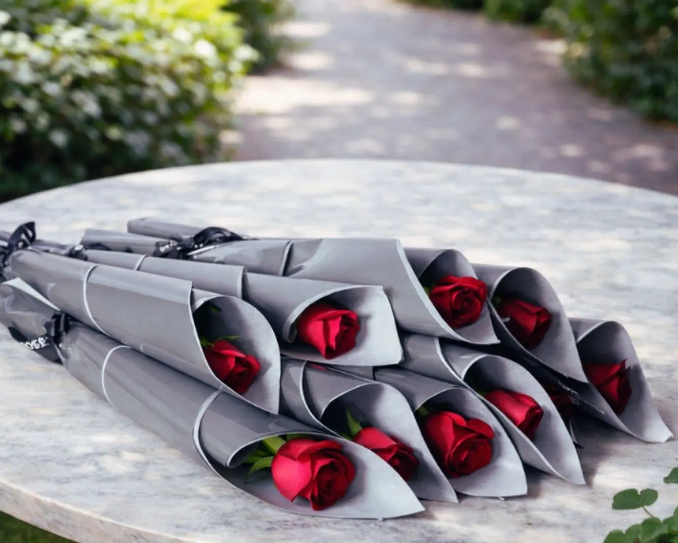 Bulk Individually Wrapped Red Roses (10-300)