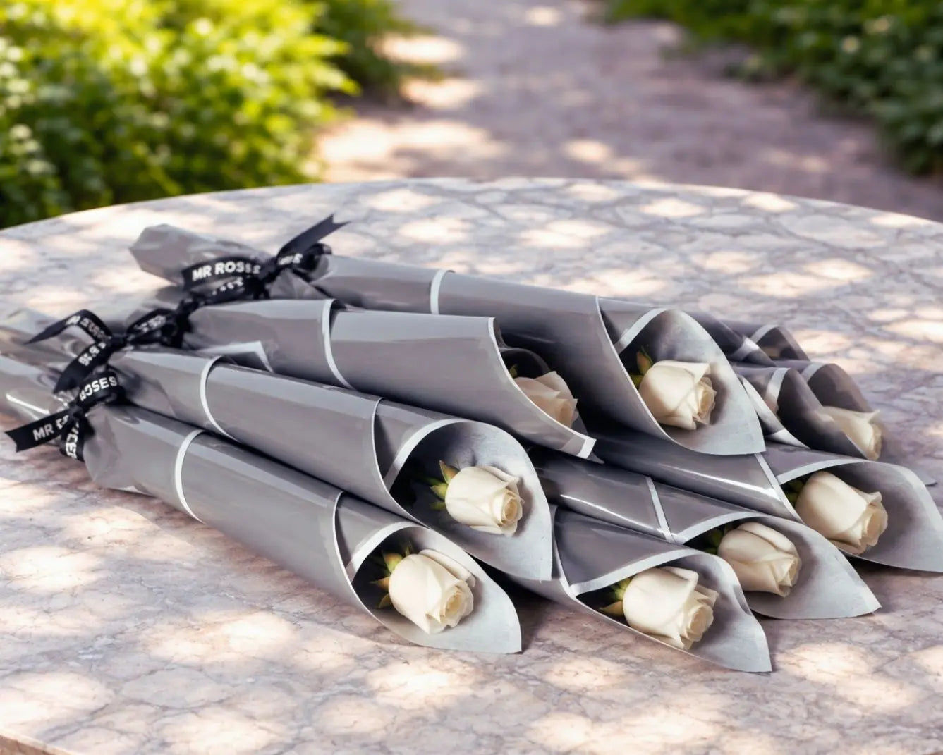 Bulk Individually Wrapped White Cream Roses (10-300)
