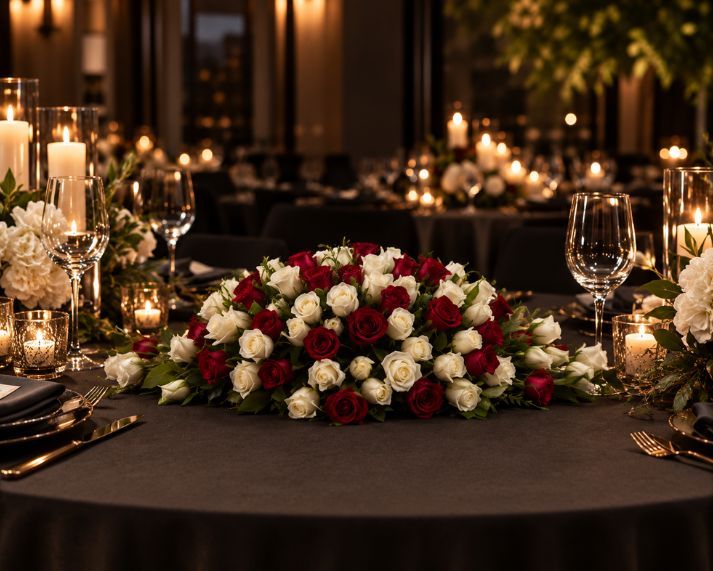 Red & White Rose Centrepiece