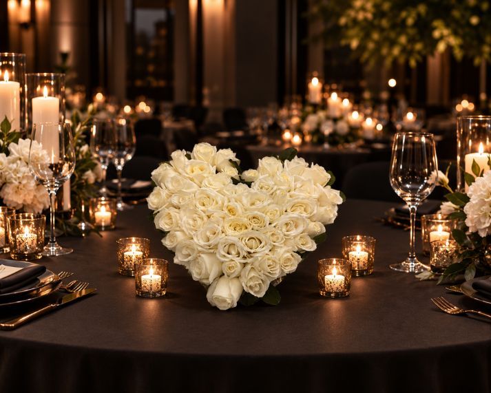 White Roses Love Heart