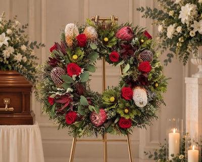 Wildflowers & Red Roses Wreath