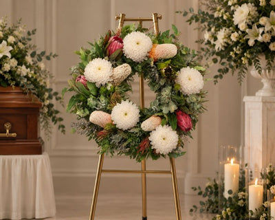 Wildflowers & White Chrysanthemums Wreath