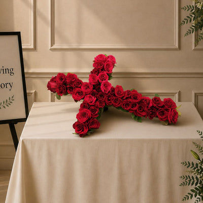 Red Rose Funeral Flower Cross