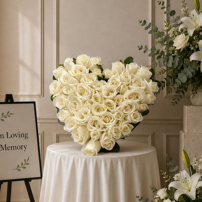 White Rose Sympathy Heart
