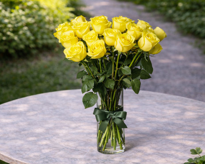 long stemmed yellow roses