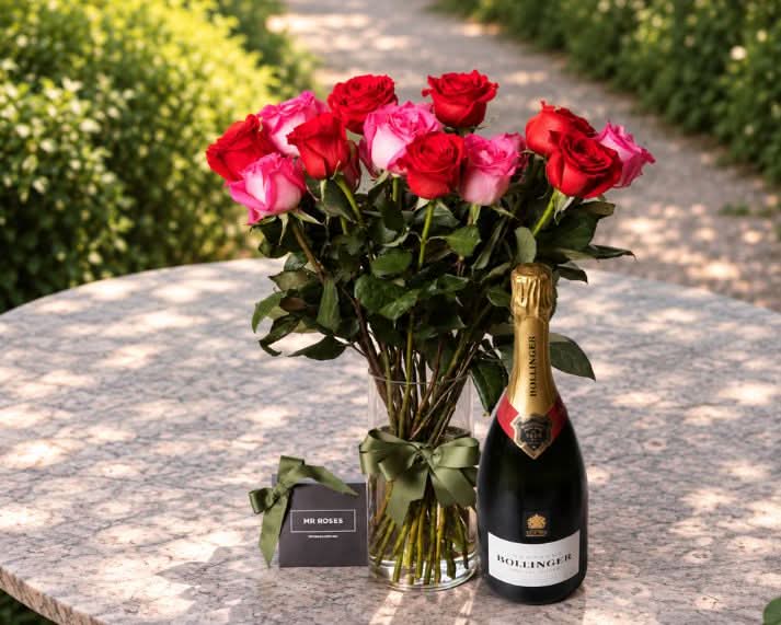 TAB Exclusive - 24 Long Stemmed Roses & Bollinger