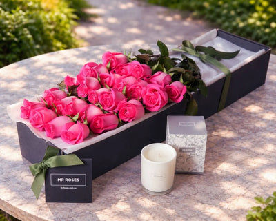 Pink Roses & Scented Candle