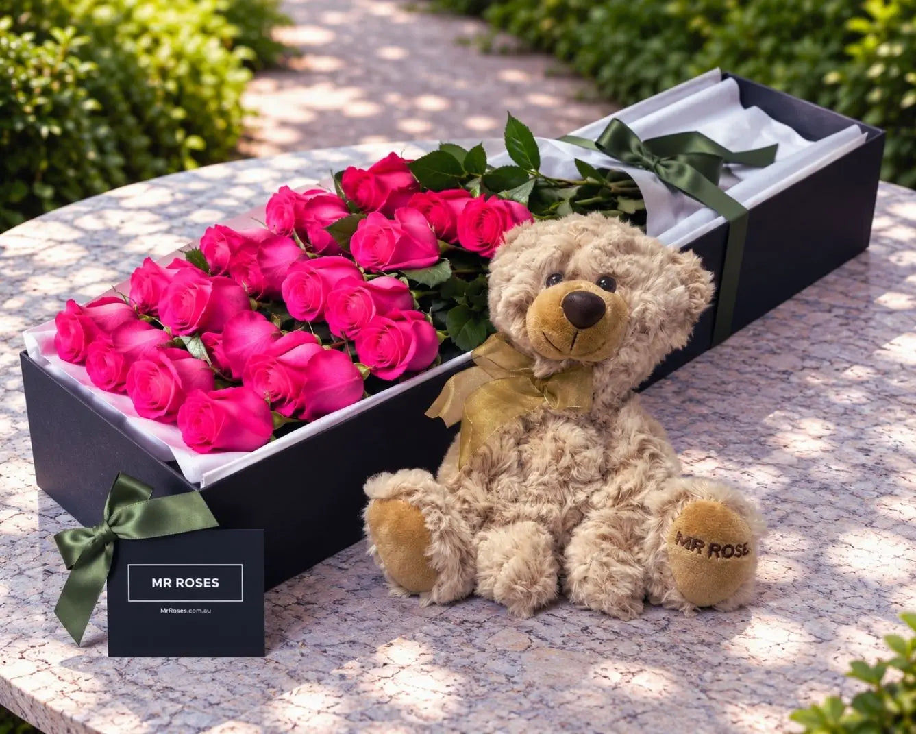 Pink Roses & Teddy Bear