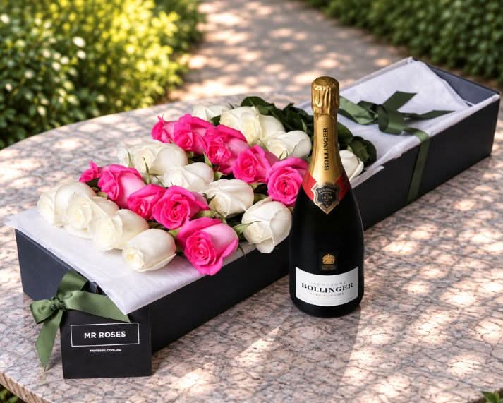 TAB Exclusive - 24 Long Stemmed Roses & Bollinger