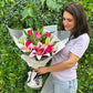 Fragrant pink lilies & roses flower bouquet