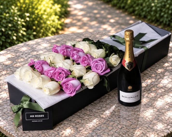 TAB Exclusive - 24 Long Stemmed Roses & Bollinger