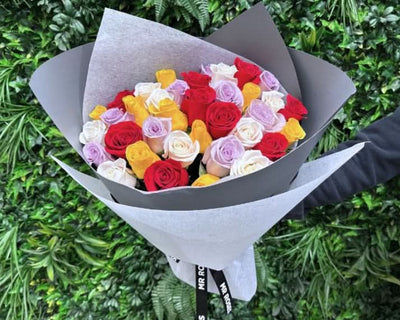 four colour rose bouquet