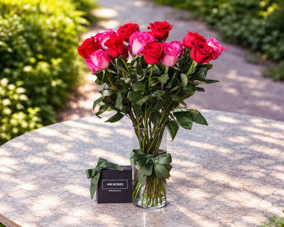 Long Stemmed Red & Pink Roses