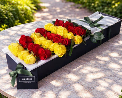 Long Stemmed Yellow & Red Roses