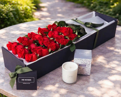Red Roses & Scented Candle
