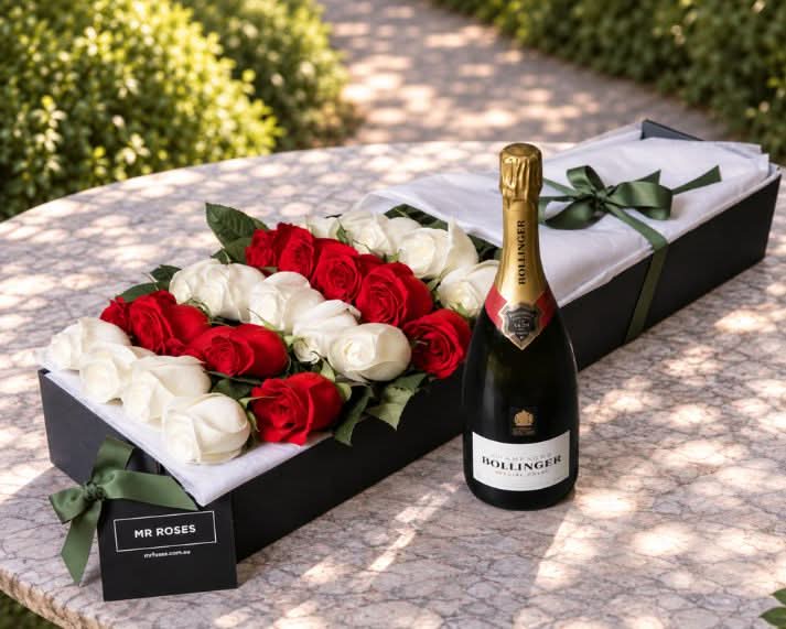TAB Exclusive - 24 Long Stemmed Roses & Bollinger