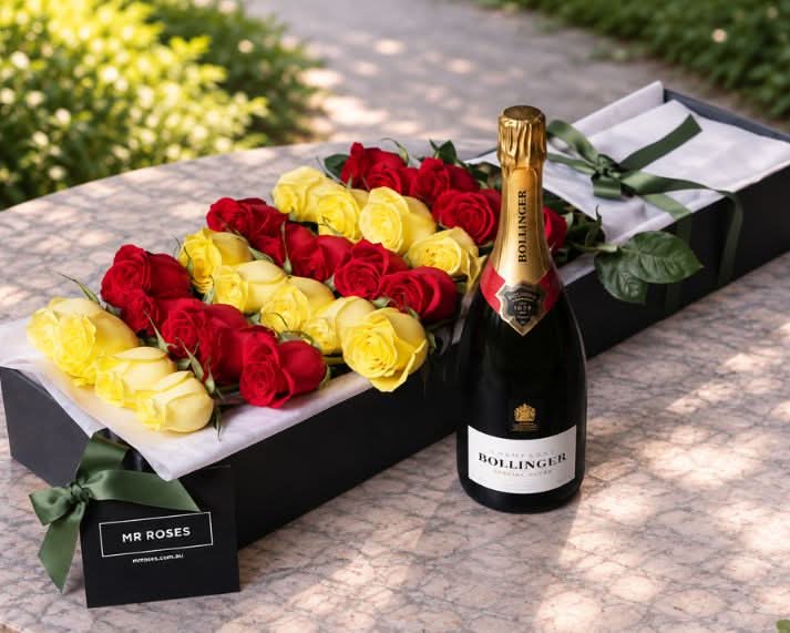 TAB Exclusive - 24 Long Stemmed Roses & Bollinger