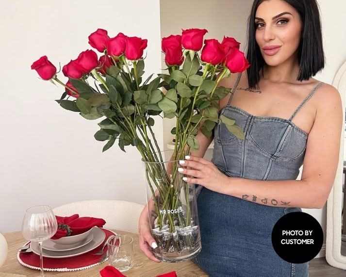 long stemmed red roses in vase mr roses customer photo