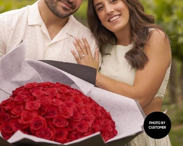 big red rose bouquet mr roses customer photo