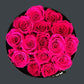 preserved pink roses in hat box