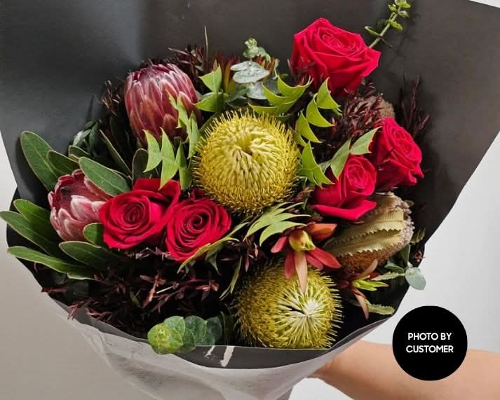 wild red enchantment bouquet customer photo