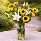 sunflowers and white lilies flower arrangement 