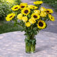 sunflowers and yellow roses flower arrangement
