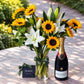 Sunflowers, White Lilies & Champagne
